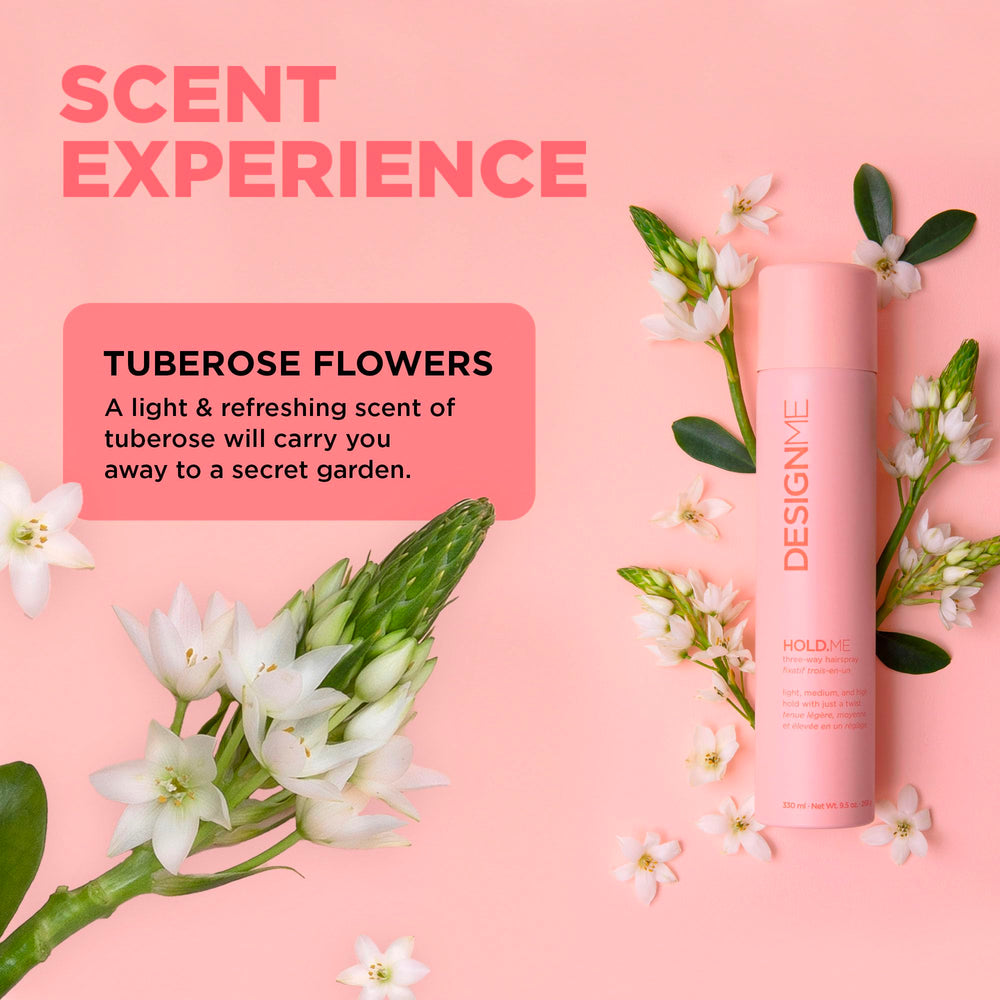 Design.Me HOLD.ME bottle highlights thermal protectors for heat styling.