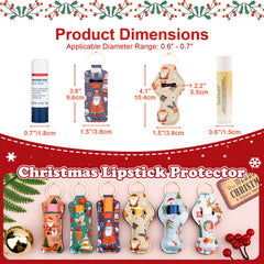 Desing Wish blue Christmas pattern chapstick holder attaches to purses for easy lip balm reach.