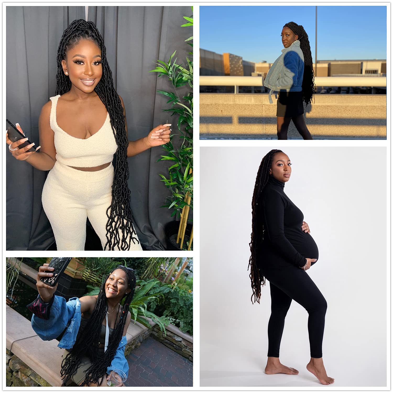 Desire4hair 36-inch soft locs lightweight on model for comfortable wear.