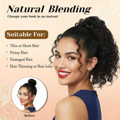 Detean short wavy curly ponytail adds volume for any look.