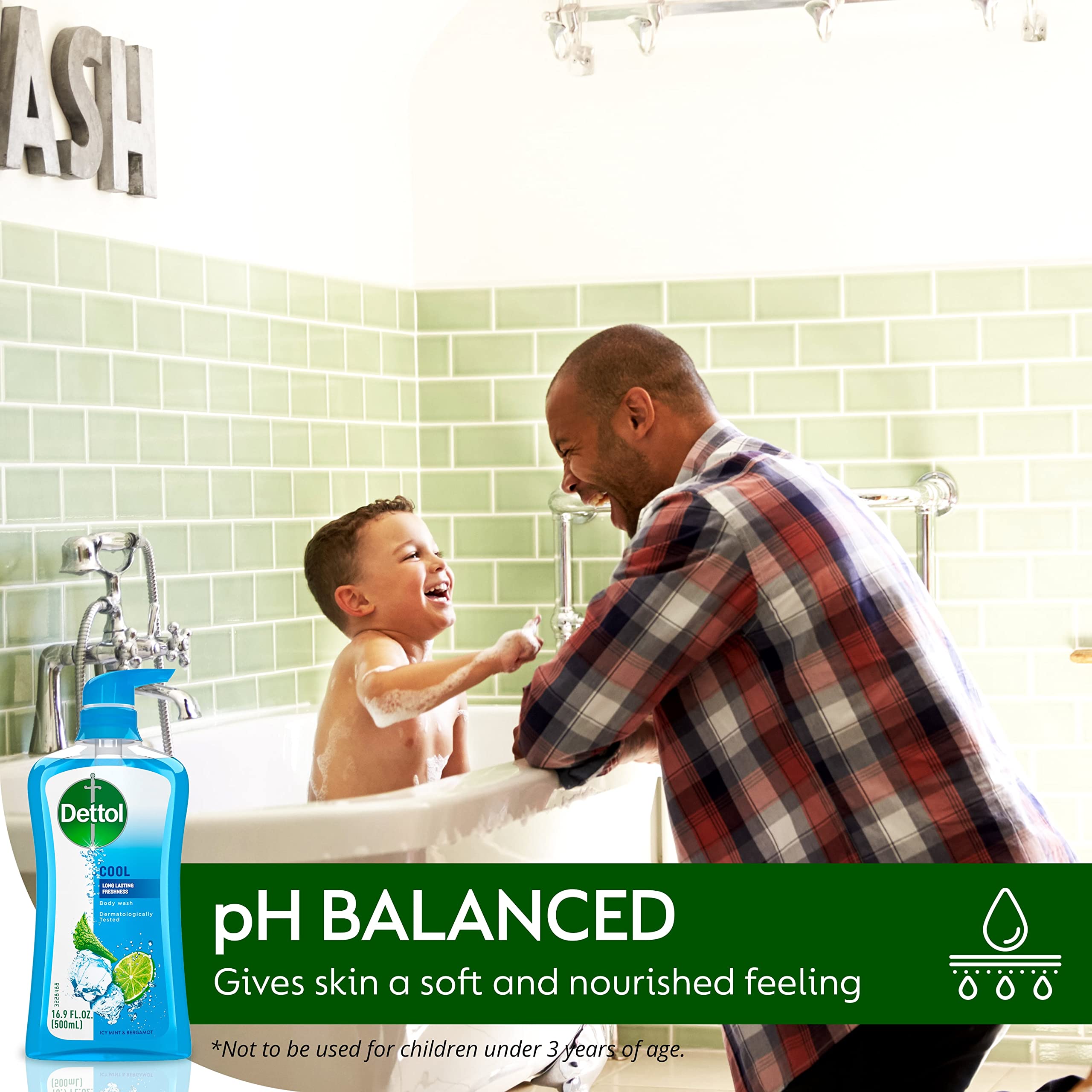 Dettol Cool Body Wash bathroom-sink view signals easy, everyday use.