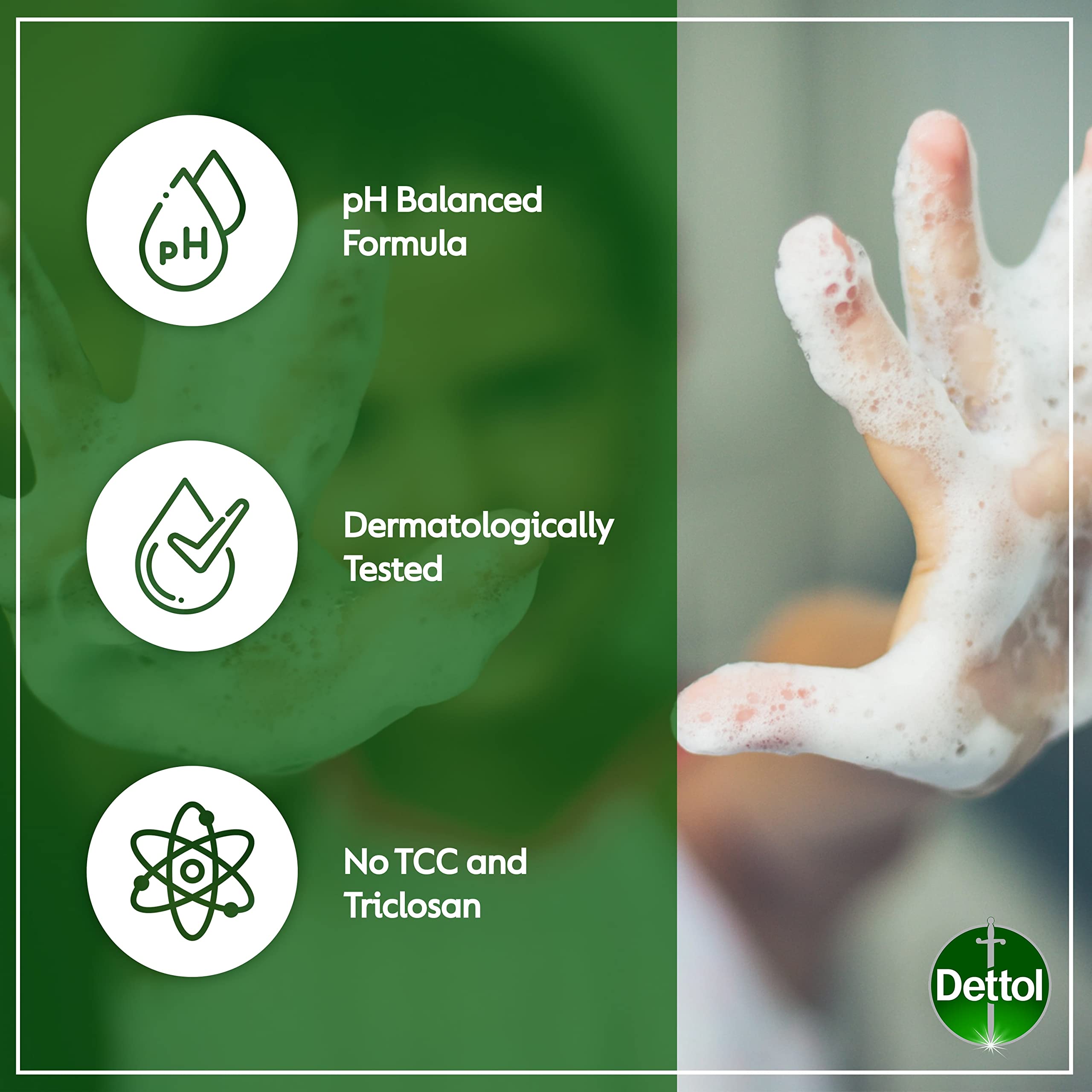 Dettol Dermatológicamente Probado: apto para uso diario con limpieza delicada