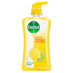 Dettol Fresh Body Wash bottle with long-lasting yuzu citrus freshness.