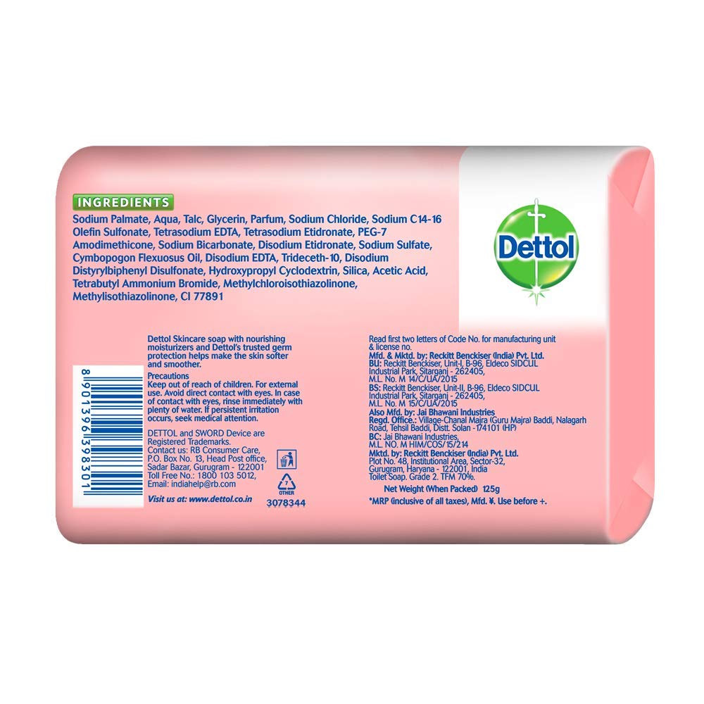 Dettol skincare soap texture close-up highlighting mild formula.