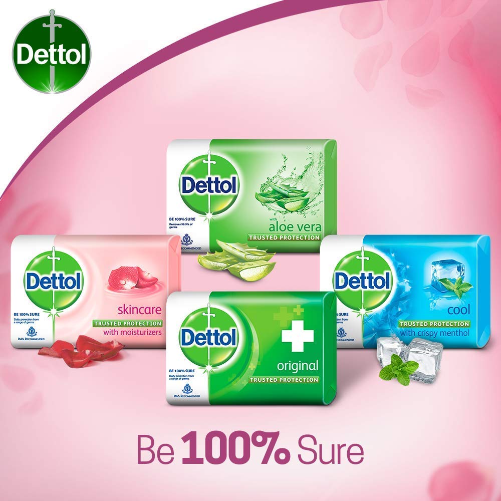 Dettol skincare soap with towel after shower for refreshment.