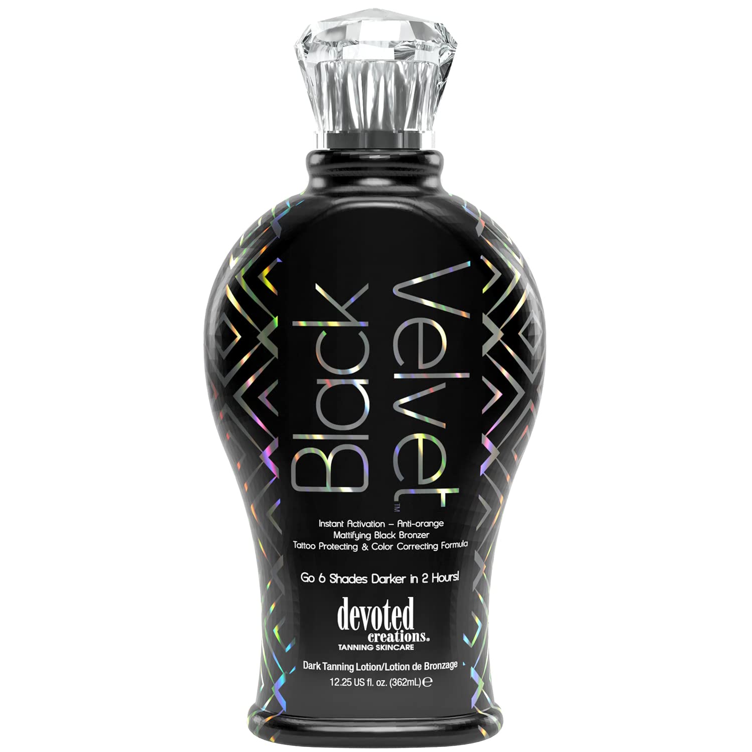 Devoted Creations Black Velvet bronzer bottle for instant color and a smooth finish.
