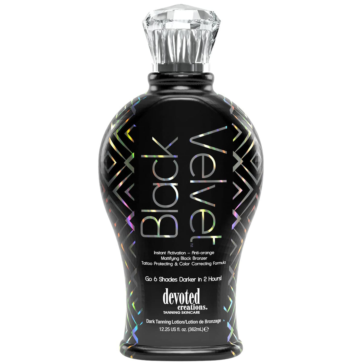 Devoted Creations Black Velvet bronzer bottle for instant color and a smooth finish.