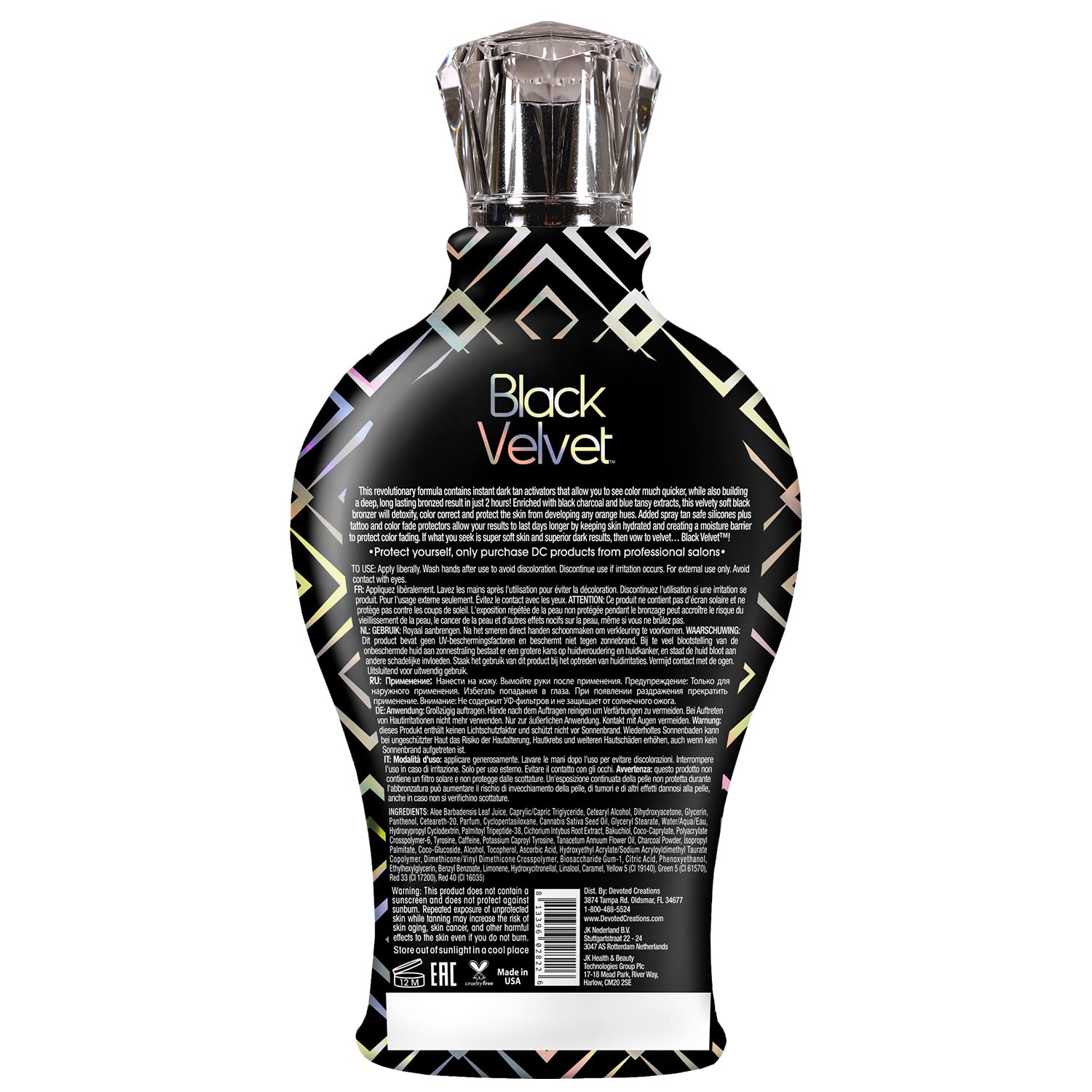 Devoted Creations Black Velvet lotion during application demonstrates even, spray-tan friendly coverage.