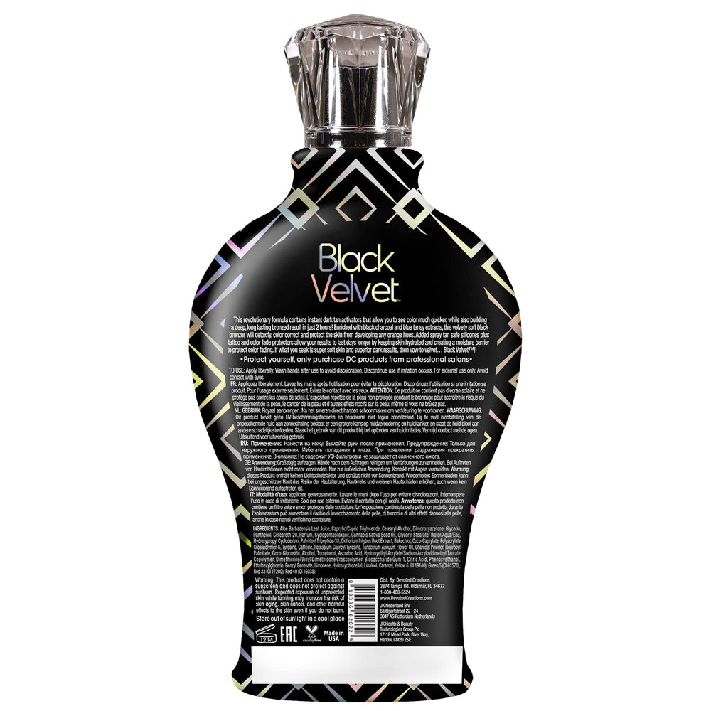 Devoted Creations Black Velvet lotion during application demonstrates even, spray-tan friendly coverage.