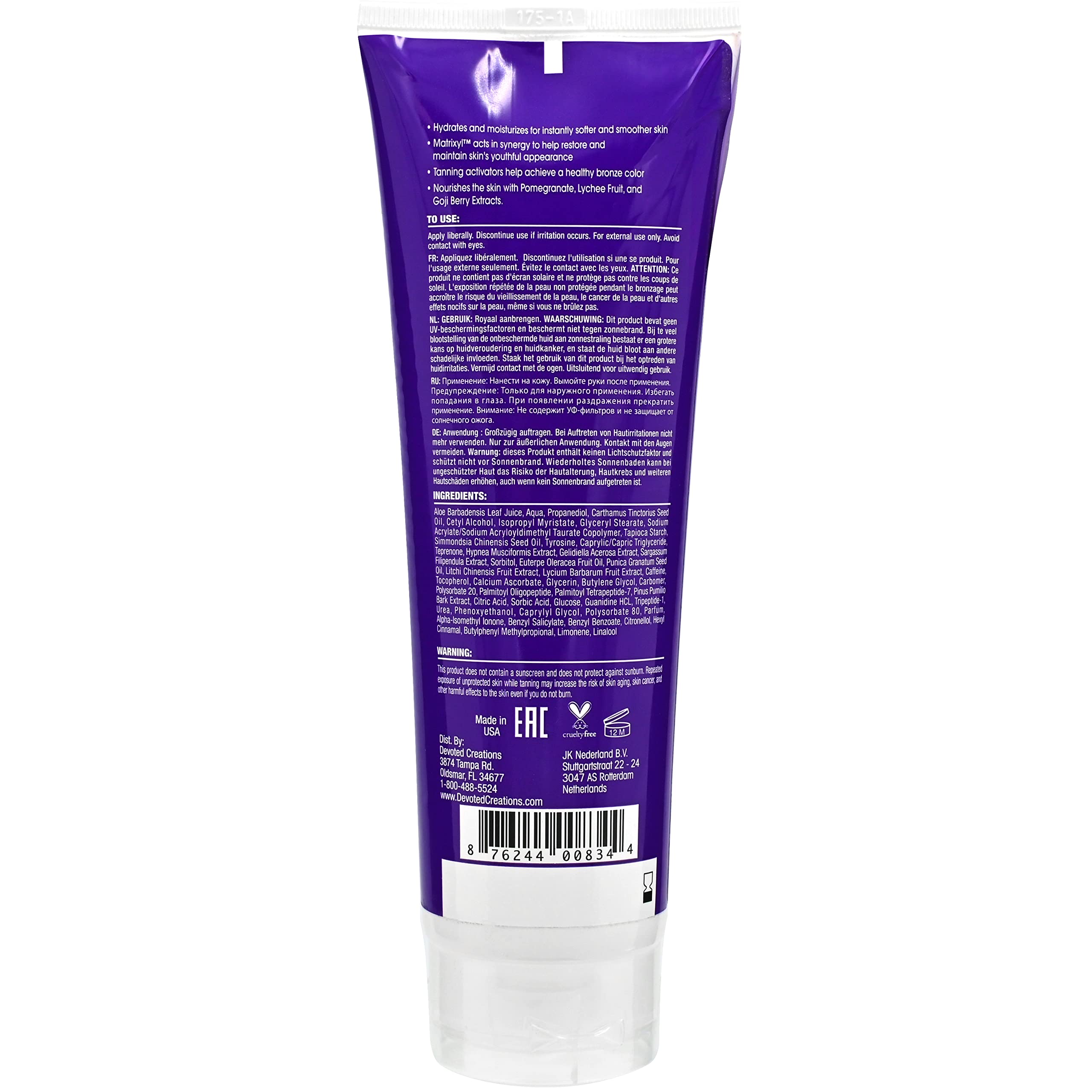 Devoted Creations Collagenetics red light tanning session to promote faster, darker results