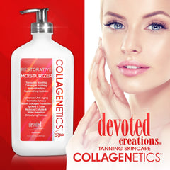 Devoted Creations Collagenetics Spa Restorative Moisturizer label close-up highlights nourishing ingredients