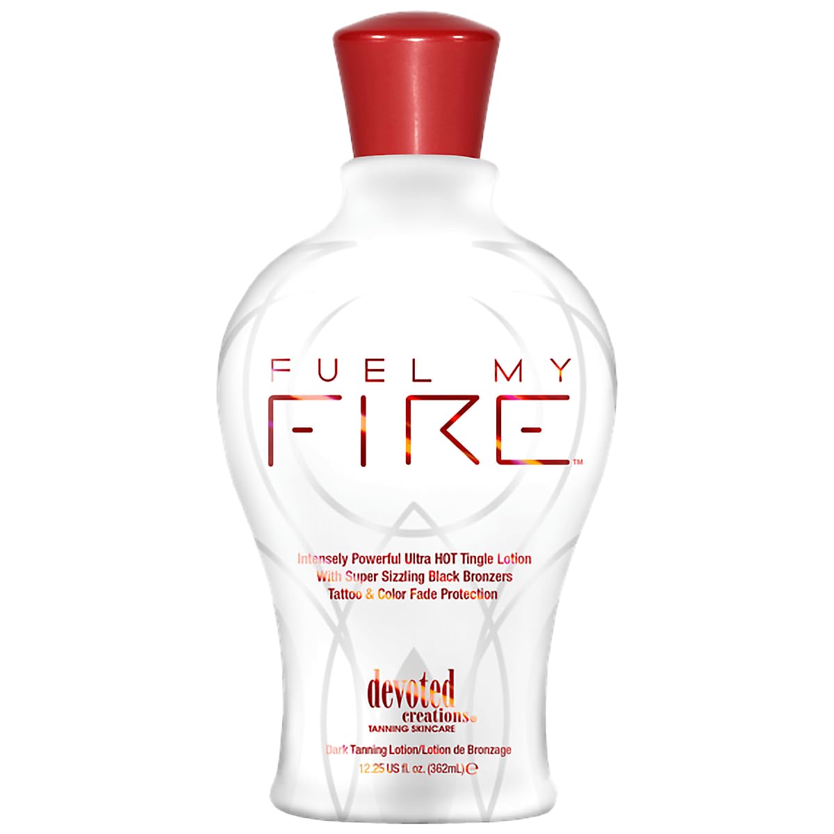 Devoted Creations Fuel My Fire bottle highlights deep bronzing potential for sun-ready skin