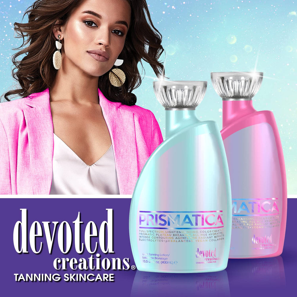 Devoted Creations Prismatica exfoliating action visuals indicate renewed skin texture.