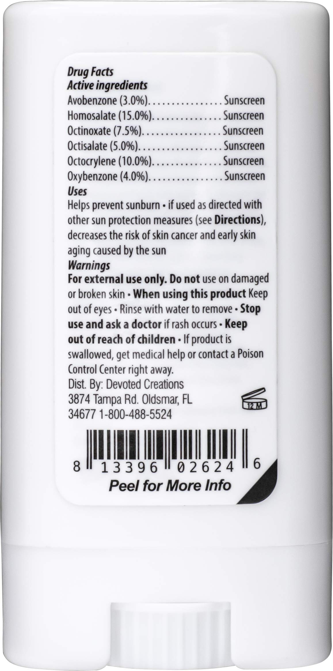 Devoted Creations SPF 50+ tattoo stick for sports and water resistance.