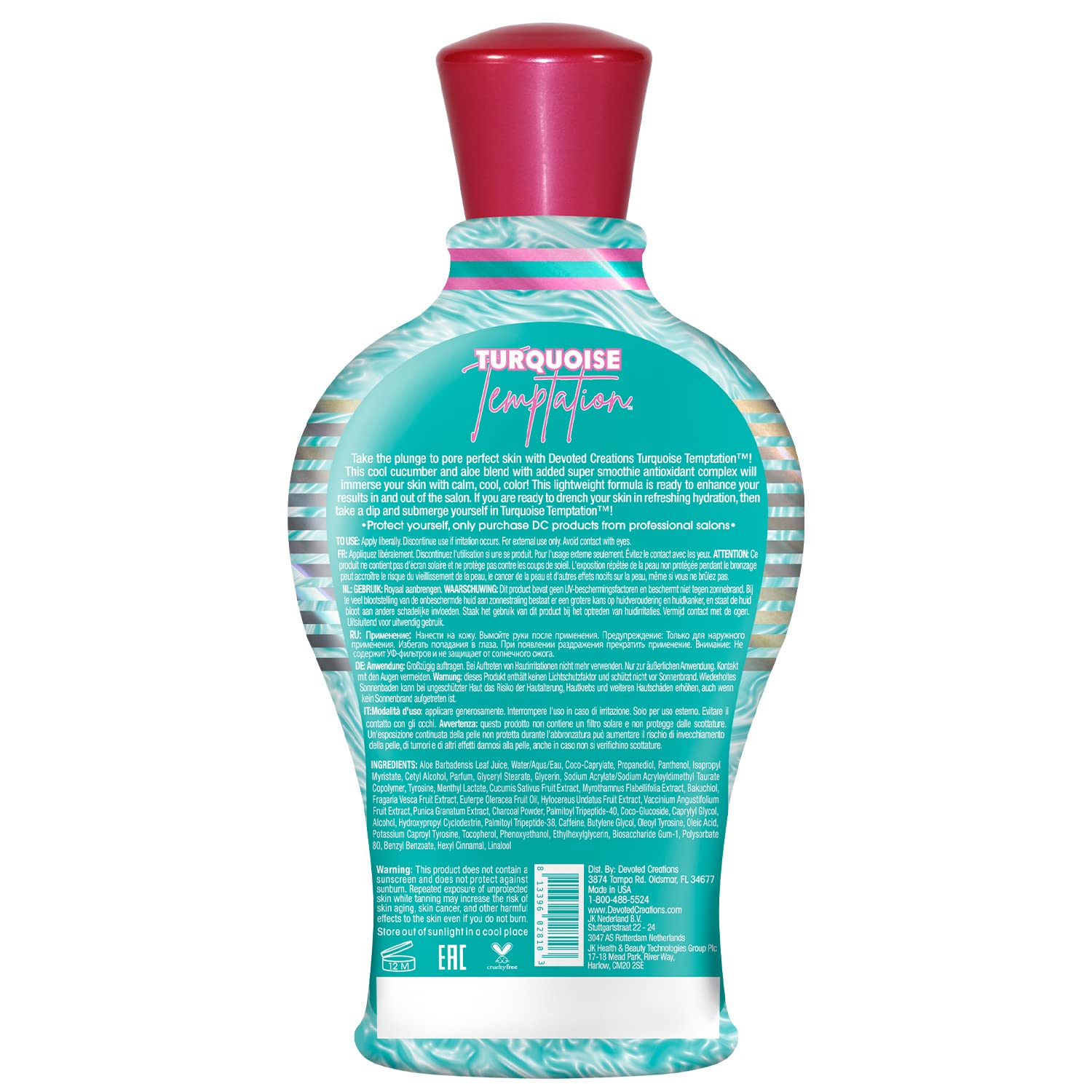 Devoted Creations Turquoise Temptation bottle pour demonstrates mess-free outdoor tanning use.