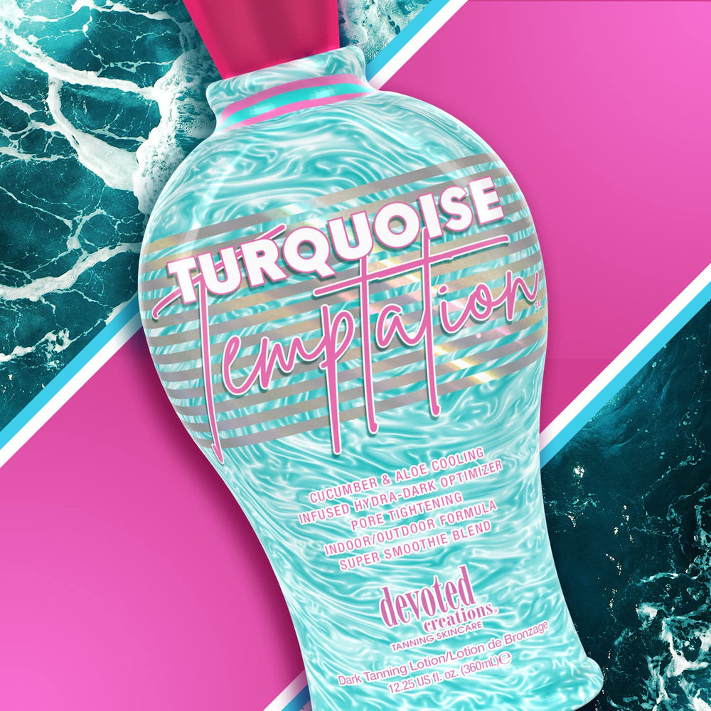 Devoted Creations Turquoise Temptation outdoor scene shows a quick, even tan across skin.