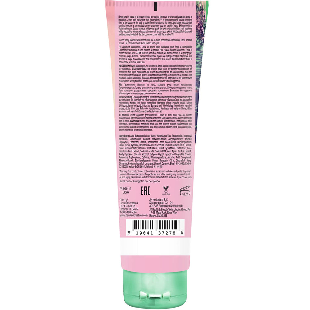 Devoted Creations Vacay Vibes lotion swirl on skin shows even bronze and smooth texture