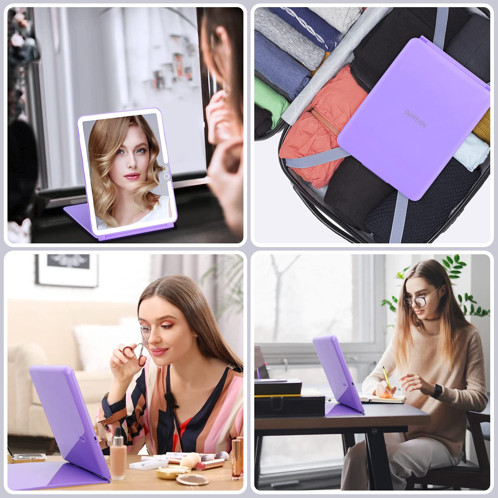 deweisn 1x non-magnified makeup mirror offers accurate viewing during routines.