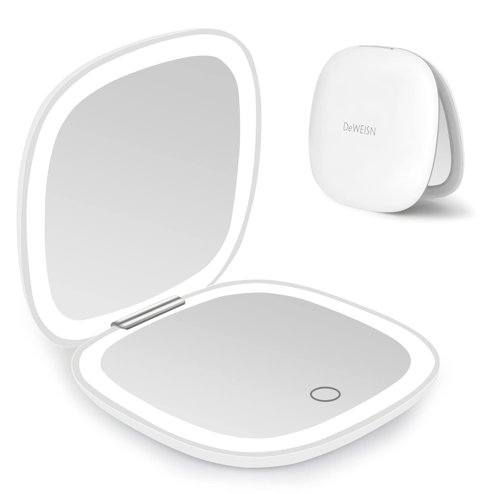 deweisn compact mirror front view with 56 LEDs for bright, adjustable makeup lighting