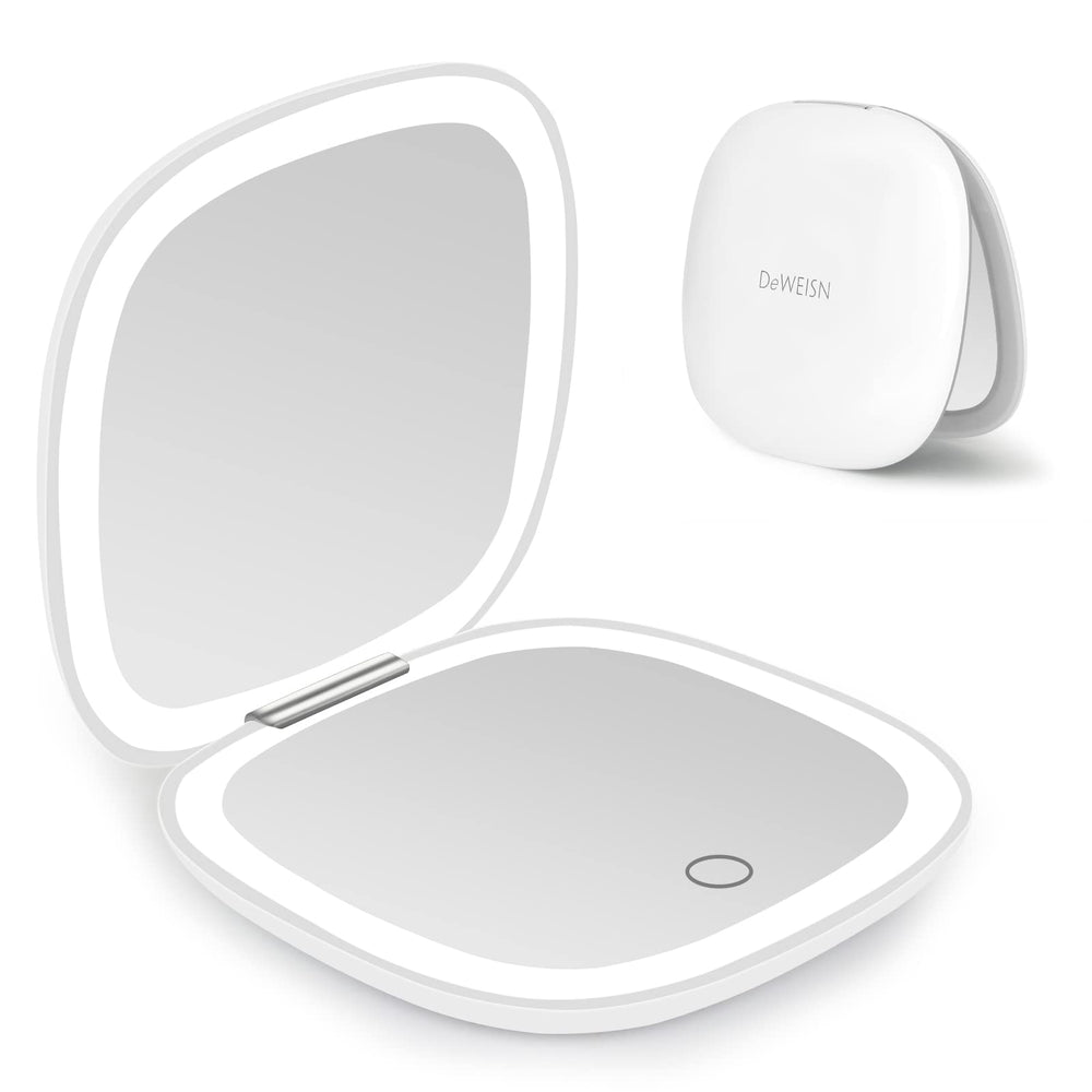 deweisn compact mirror front view with 56 LEDs for bright, adjustable makeup lighting