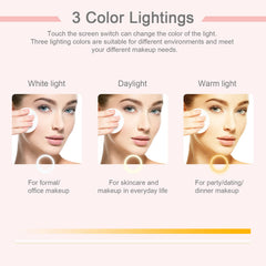deweisn mirror with 3-light modes white warm natural for true-color makeup in any setting.