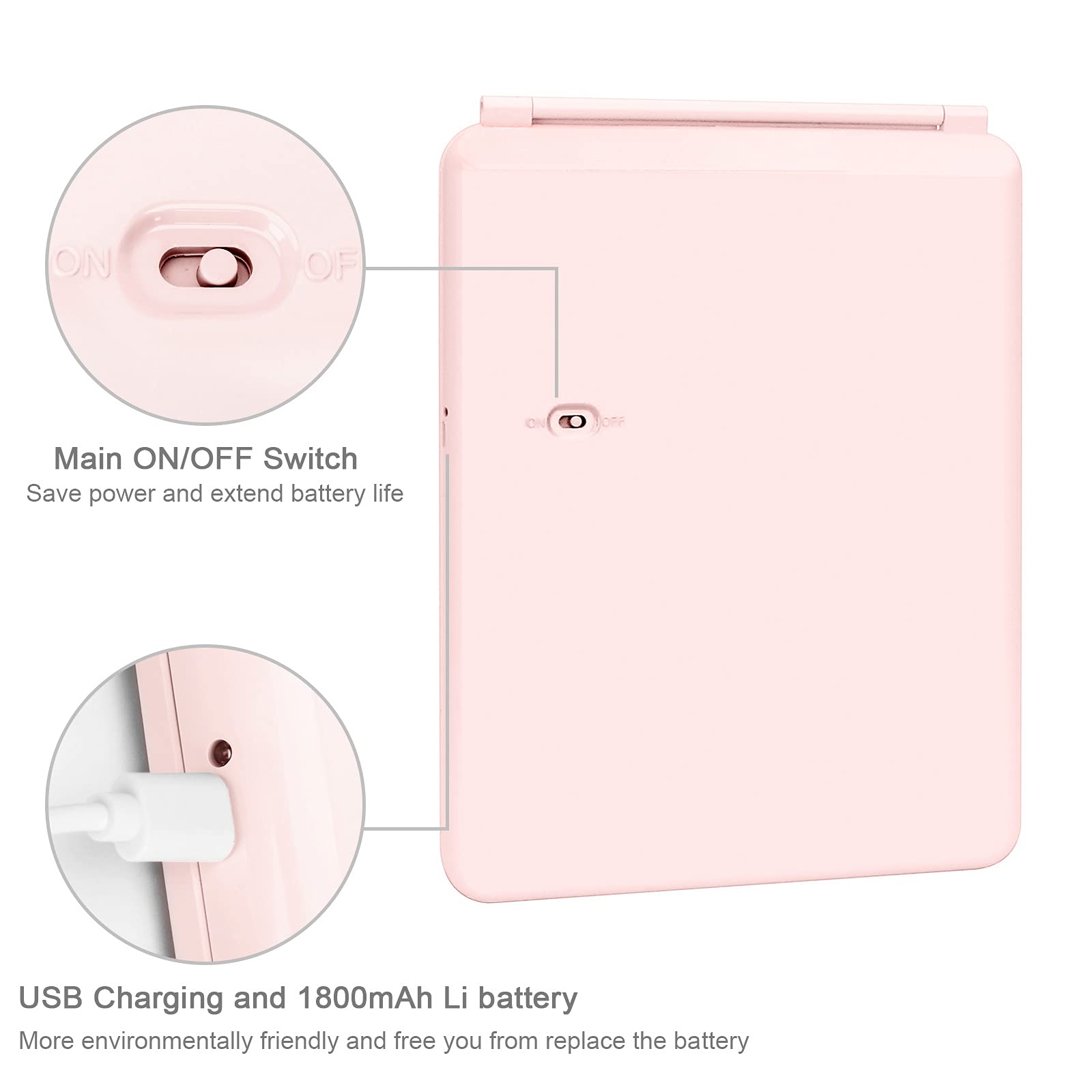 deweisn mirror pink travel-case-ready design invites easy transport and stylish vanity usage.