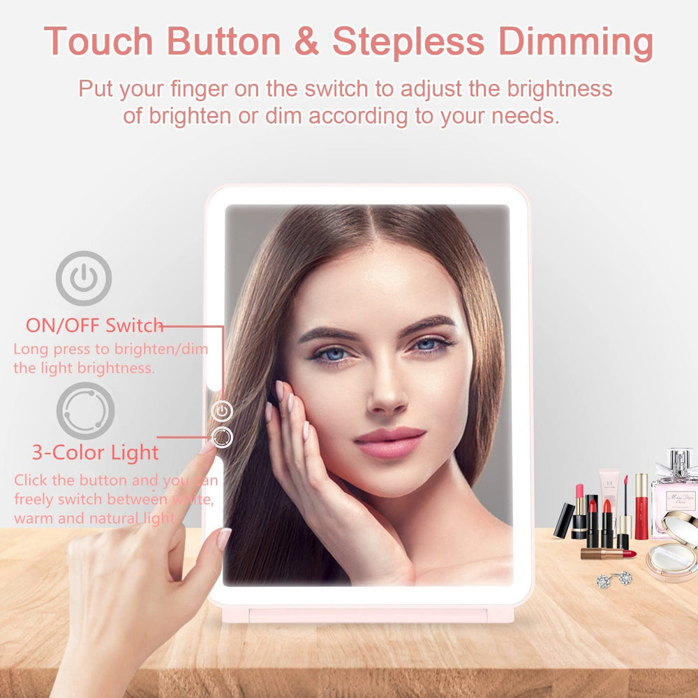 deweisn mirror touch-dimming panel enables precise brightness control for makeup.