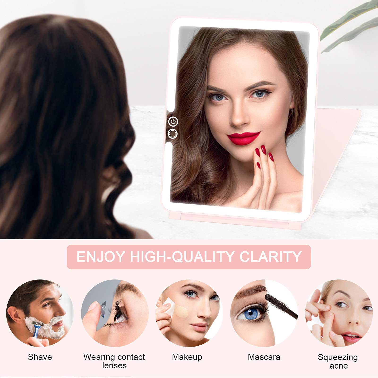deweisn mirror USB-recharge with 1800mAh for cord-free makeup application anywhere.