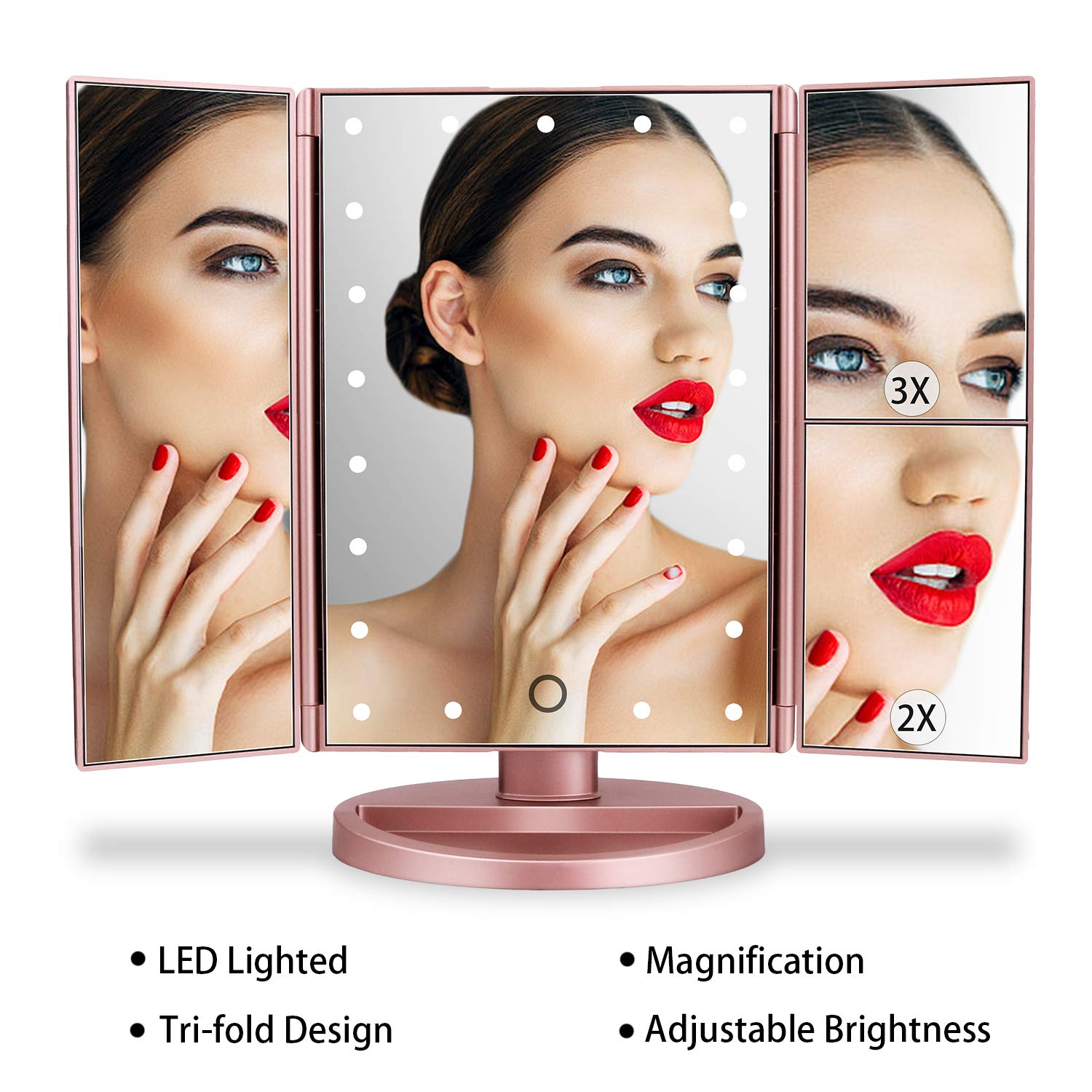 deweisn vanity mirror base recess for jewelry or small cosmetics