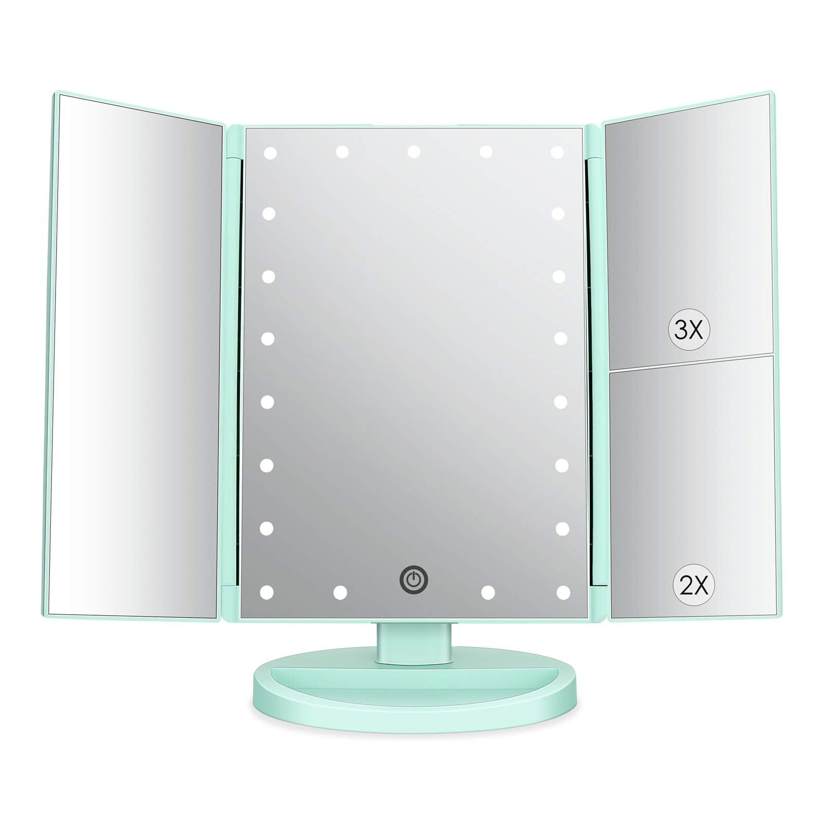 deweisn tri-fold mirror with 21 LEDs for bright, even makeup lighting