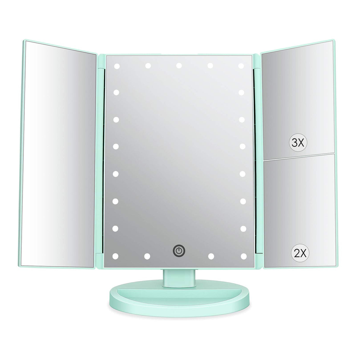 deweisn tri-fold mirror with 21 LEDs for bright, even makeup lighting