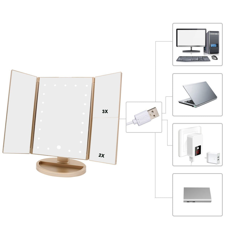 deweisn tri-fold vanity with durable ABS and glass finish for everyday use