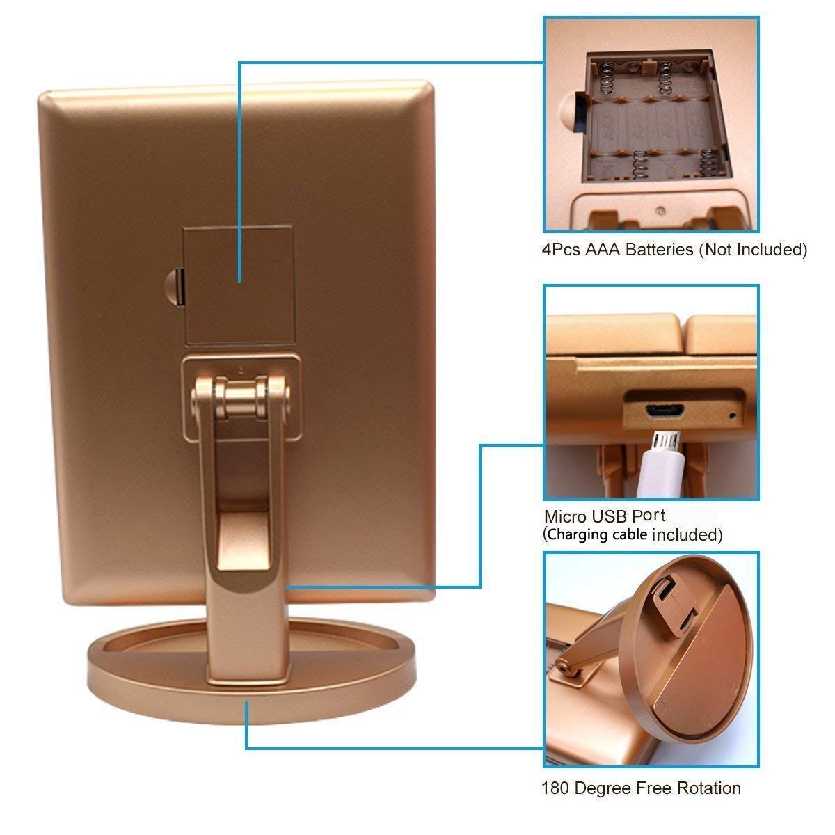 deweisn vanity mirror with touch brightness control for easily adjustable lighting