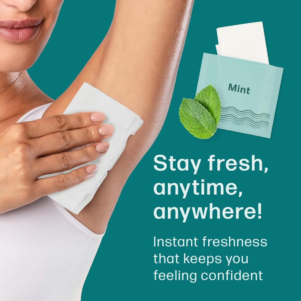 Dew Well deodorant wipes individually wrapped emphasize portability and single-use convenience.