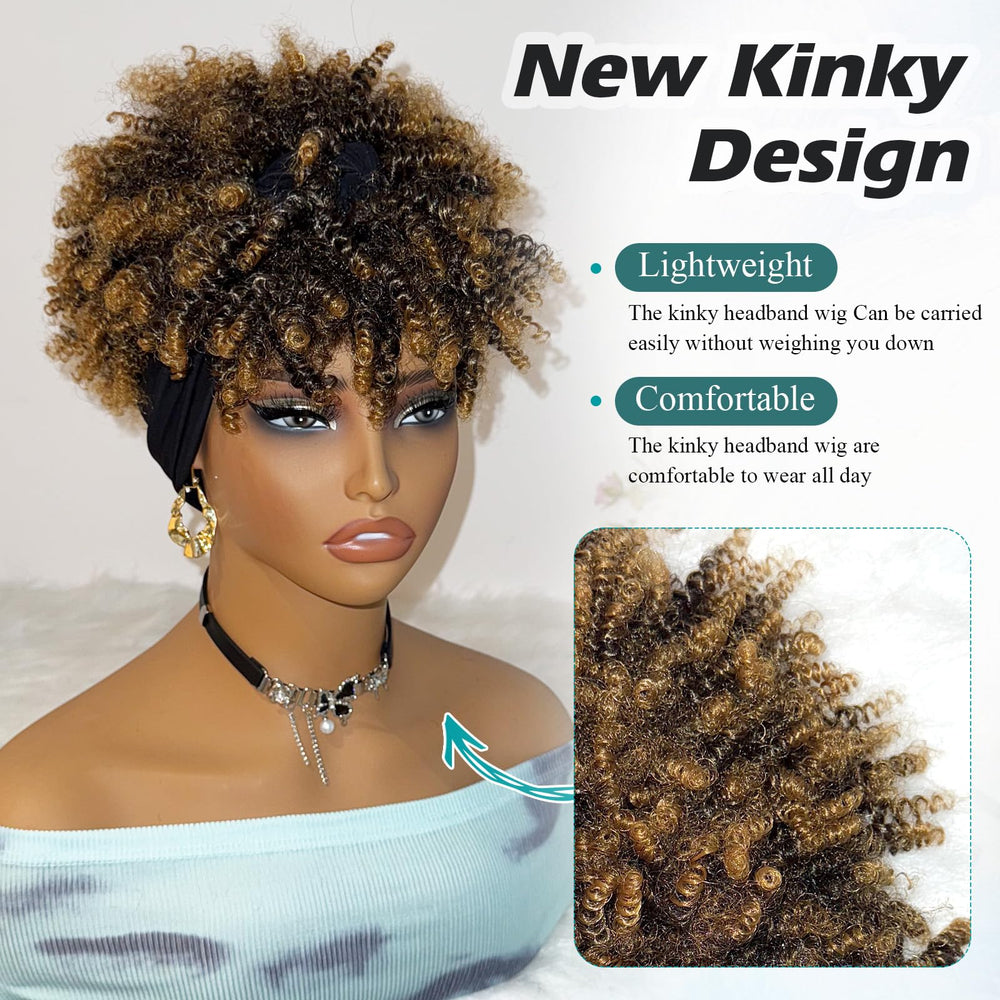 DEYNGS Afro Headband Wig Ombre Blonde enhances style with seamless color transition.