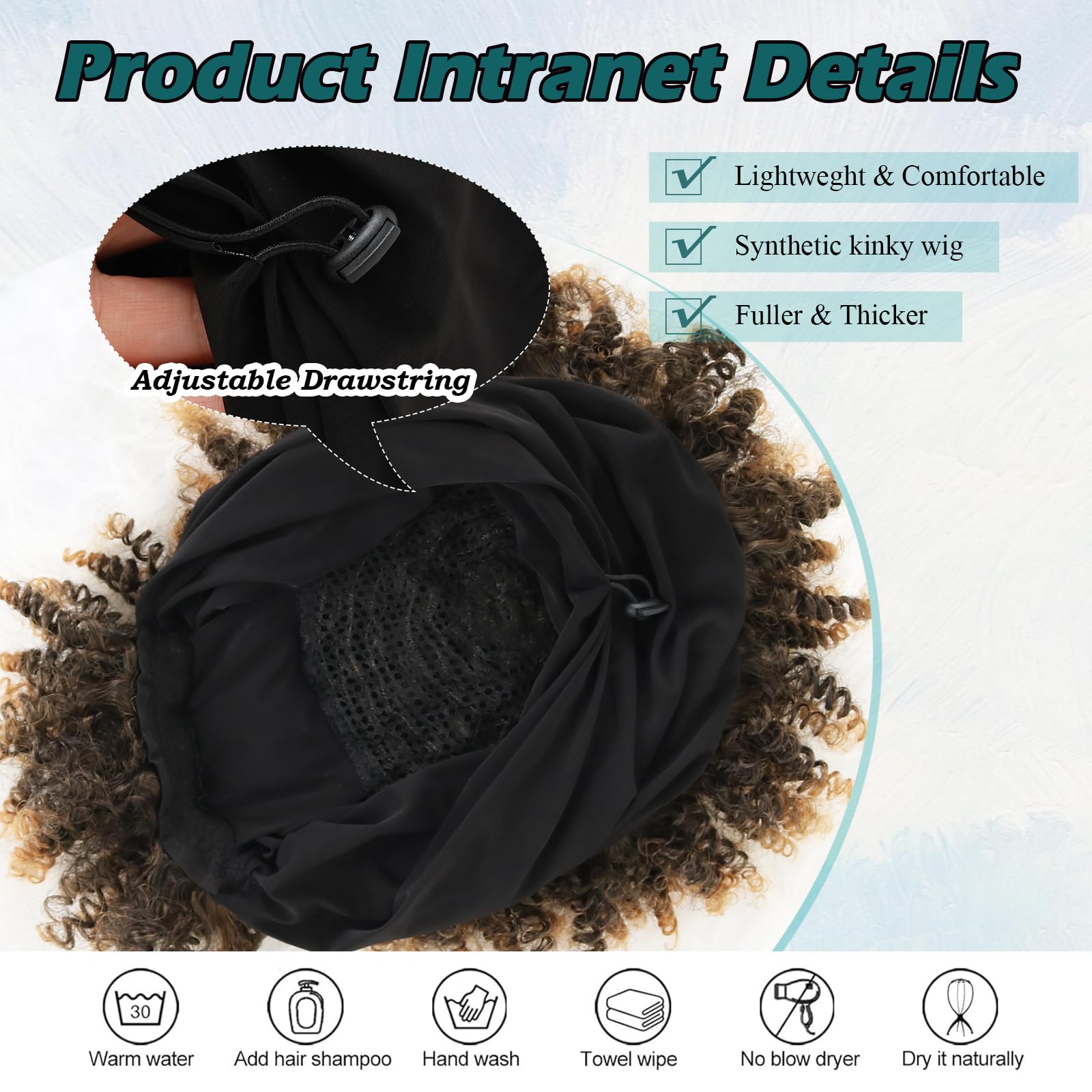 DEYNGS Afro Headband Wig with Bangs highlights fringe detail for face-framing versatility.