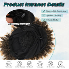 DEYNGS Afro Headband Wig with Bangs highlights fringe detail for face-framing versatility.