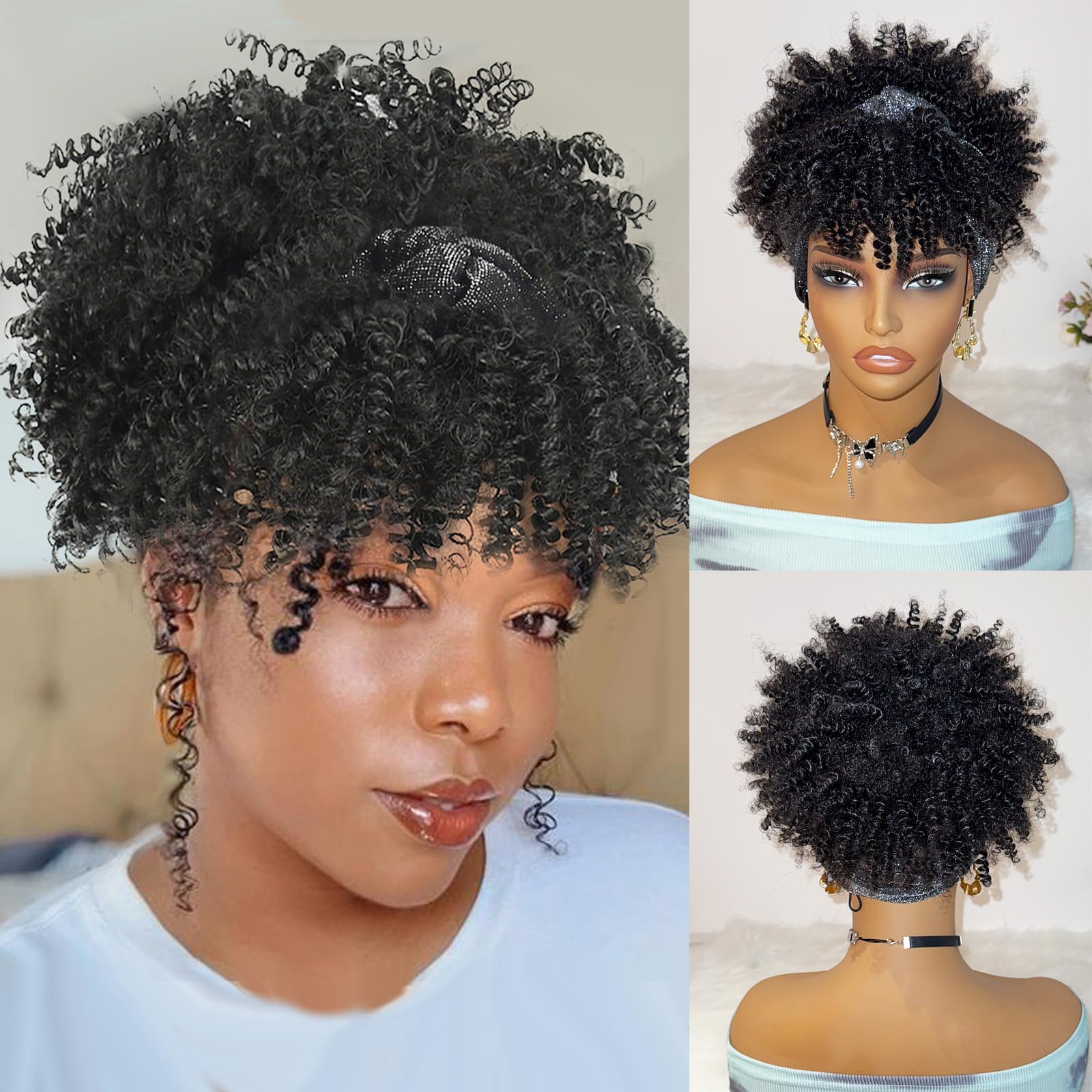 DEYNGS headband wig front view highlights 2-in-1 styling for quick everyday looks