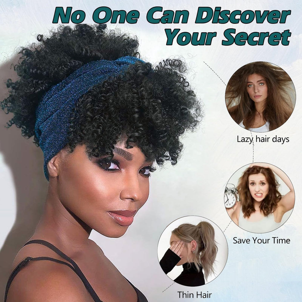 DEYNGS headband wig with bangs demonstrates versatile styling options