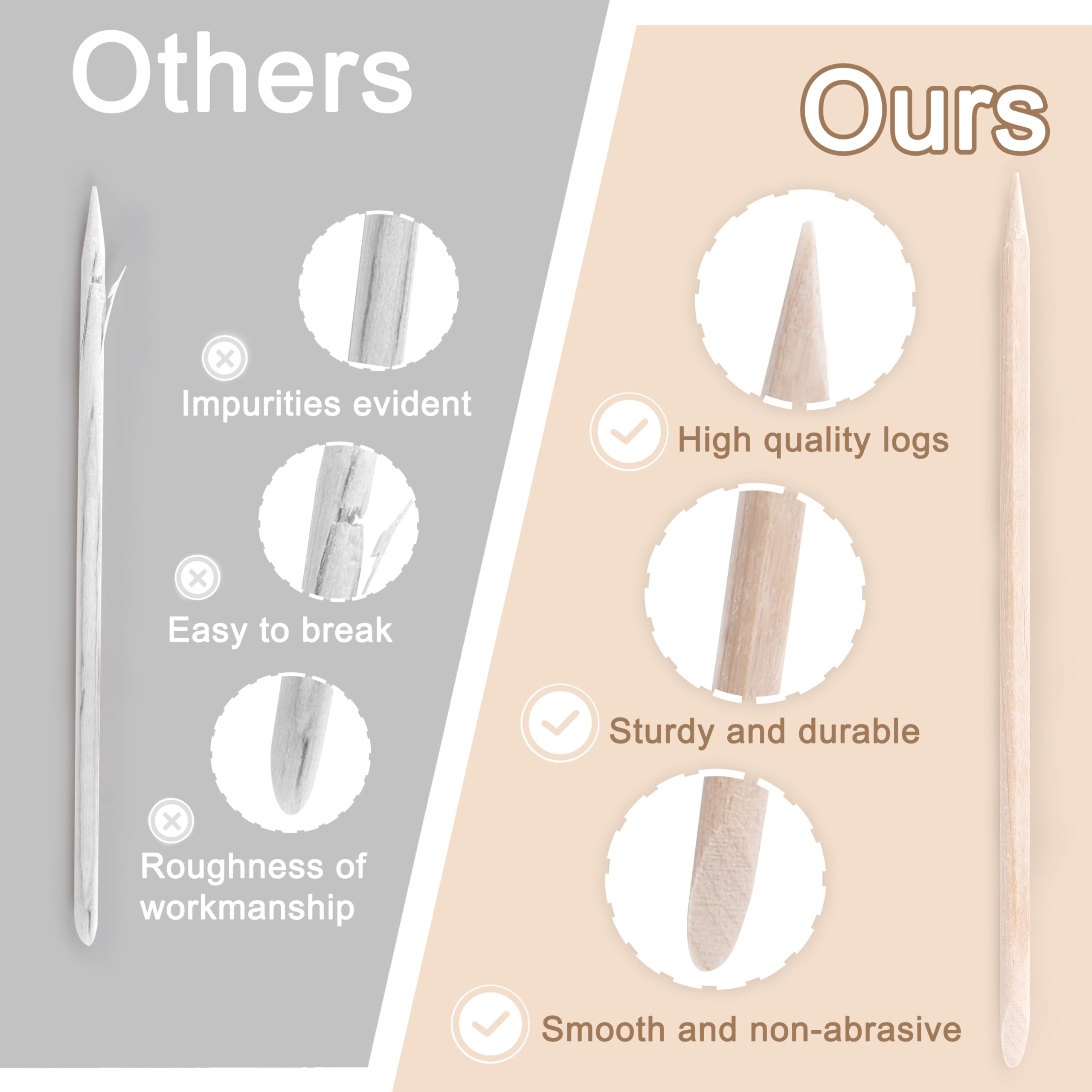 DF DUALFERV skin-safe orange wood sticks minimize irritation during nail care
