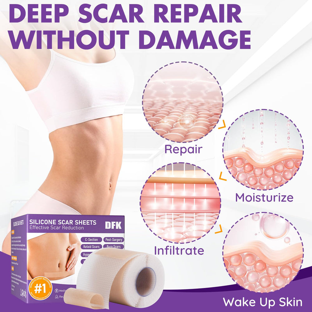 DFK silicone scar sheets texture shown for painless application.