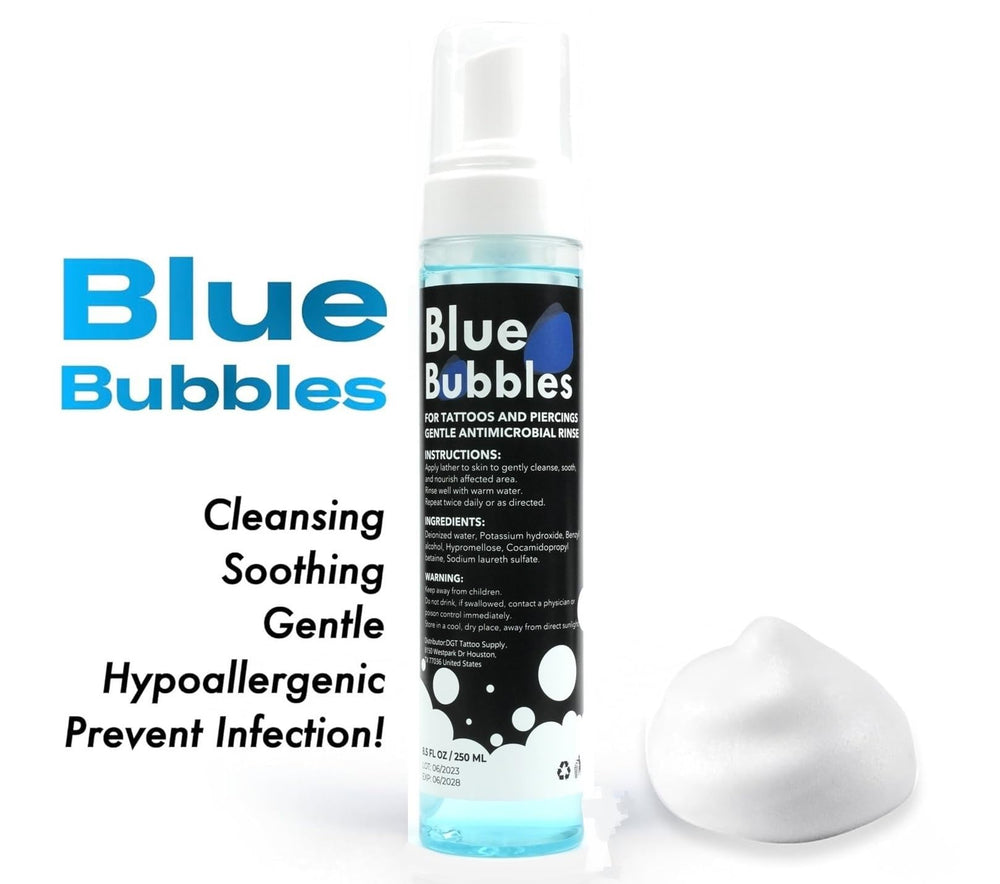 DGT Tattoo Blue Bubbles, dispensador-espuma para una aplicación rápida y controlada.