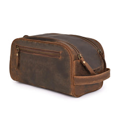 DHAMPOOH King-Size Leather Toiletry Pouch front view aids organized travel on the go