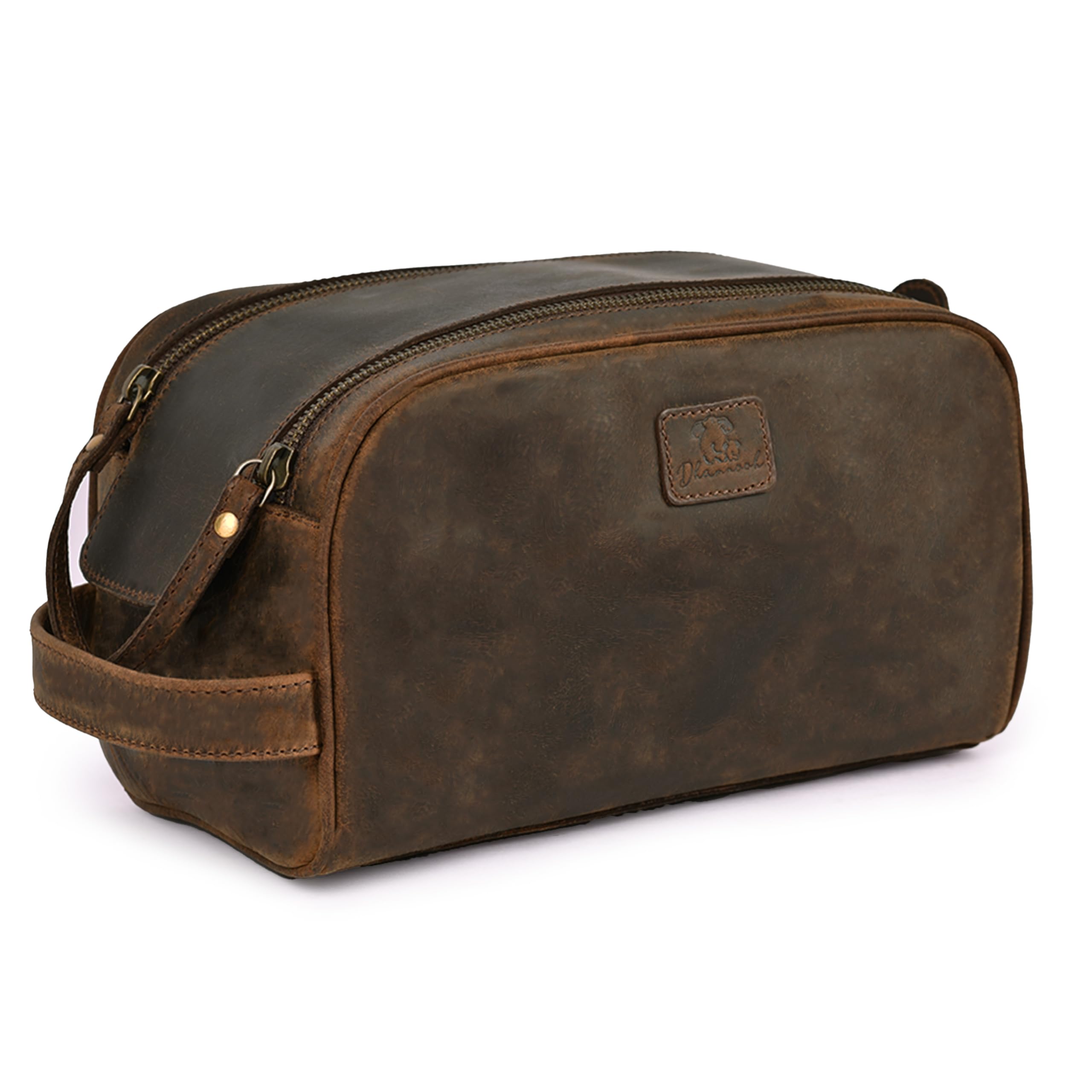 DHAMPOOH Leather Dopp Kit interior compartments help separate essentials efficiently