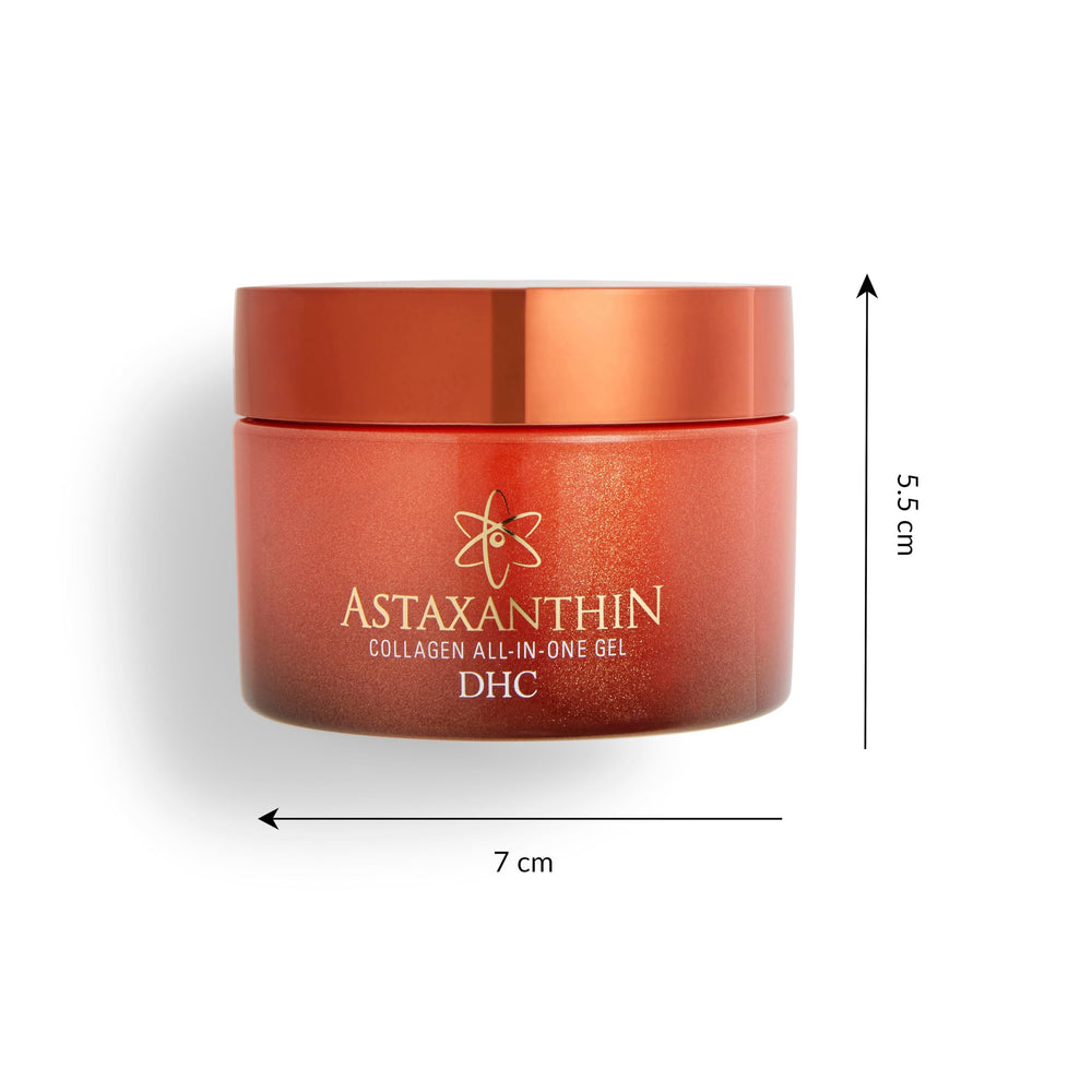 DHC Astaxanthin Collagen Gel alongside other skincare in routine illustrating simplified daily regimen.