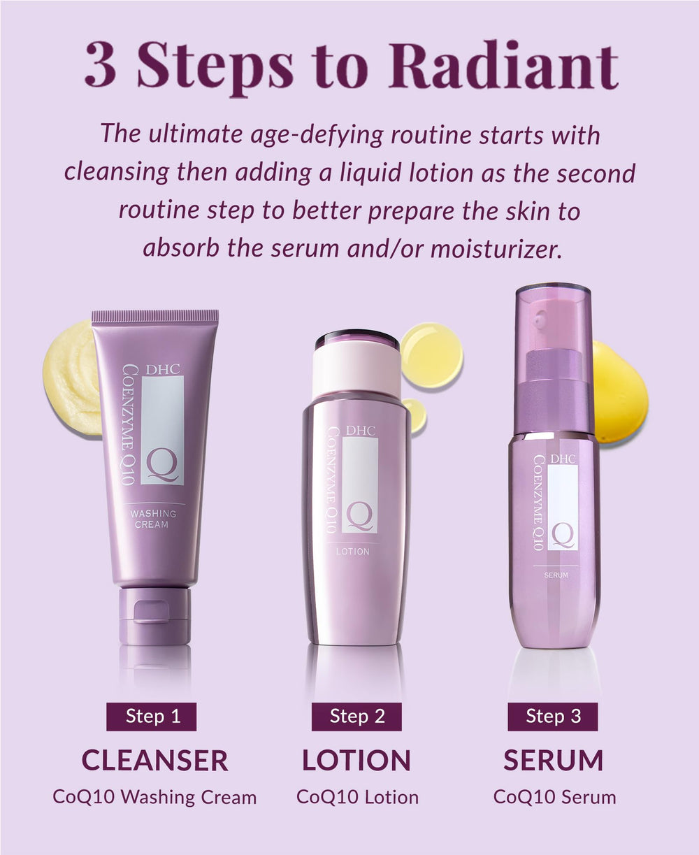 DHC CoQ10 Lotion olive oil ingredient shot highlighting natural hydration.