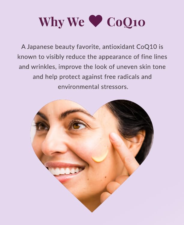 DHC CoQ10 Lotion texture swirl illustrating lightweight hydrator and antioxidant boost.