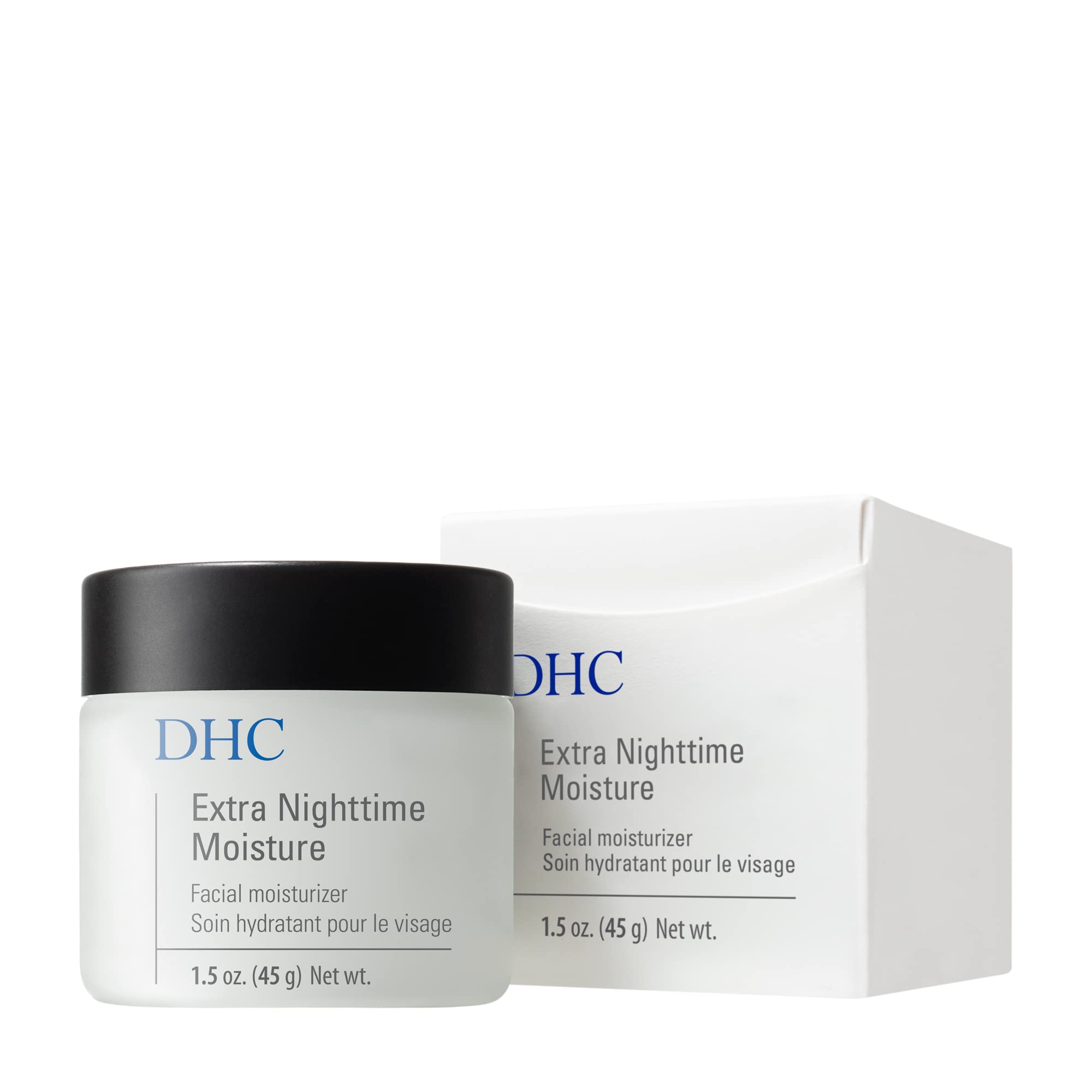 DHC Extra Nighttime Moisture jar-closeup highlights rich texture for deep moisture.