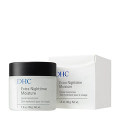 DHC Extra Nighttime Moisture jar-closeup highlights rich texture for deep moisture.