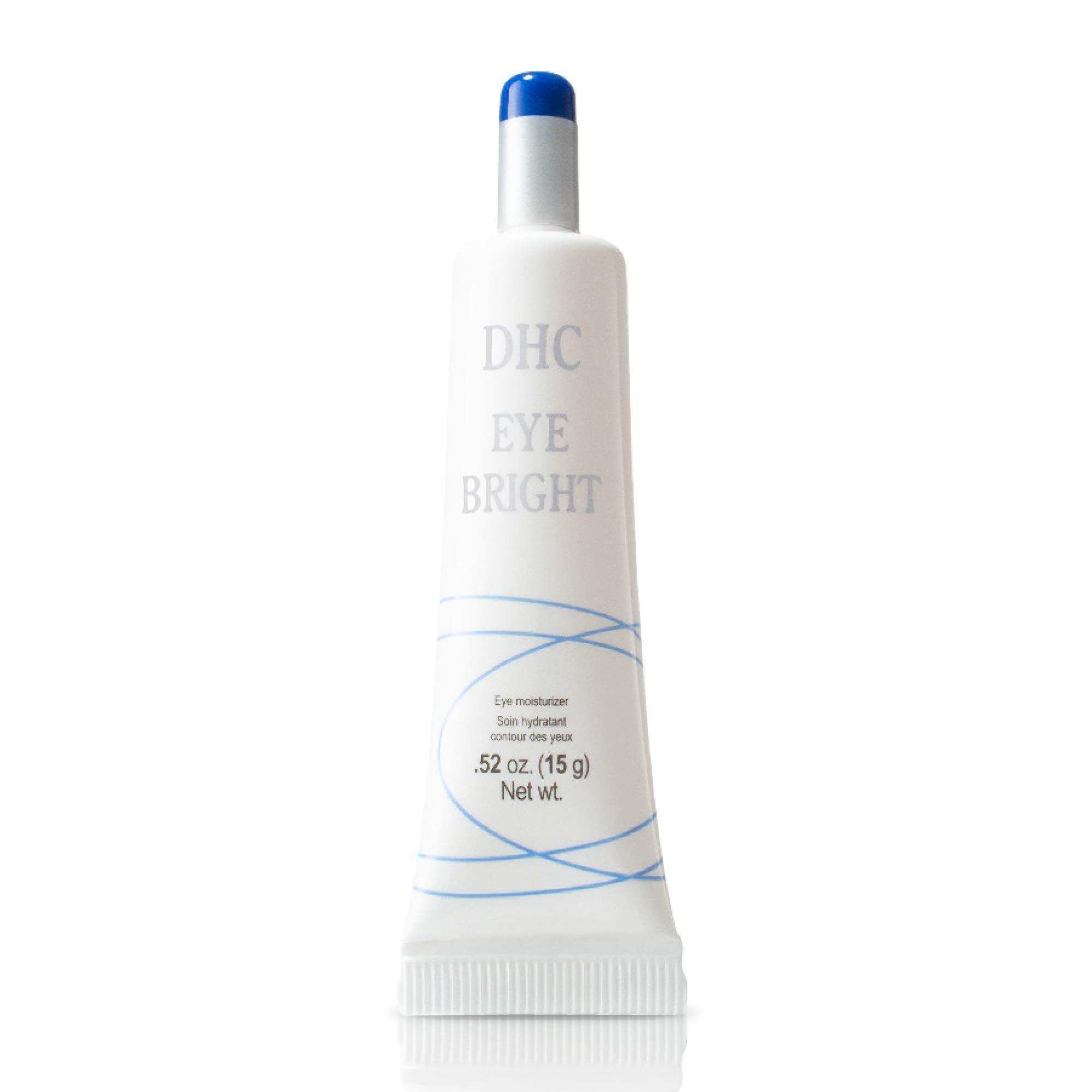 DHC Eye Bright gel closeup shows a cooling caffeine formula for refreshed under-eyes.